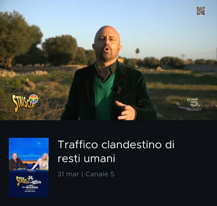 Striscia la Notizia – traffico clandestino di resti umani. Verosimilmente si potrebbe trattare di Villa&nbsp;Castelli