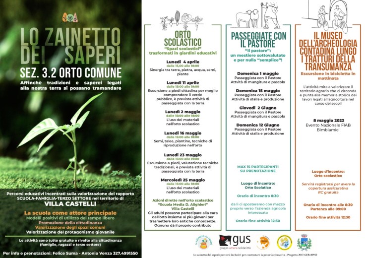 Con lo Zainetto dei Saperi – Orto Comune a Villa&nbsp;Castelli