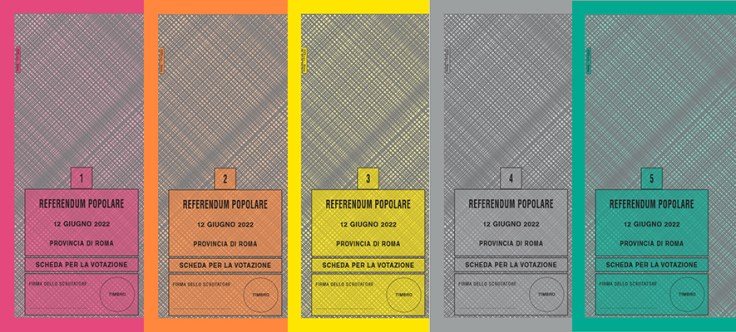 Quesiti e colori delle schede per i referendum abrogativi del 12&nbsp;giugno