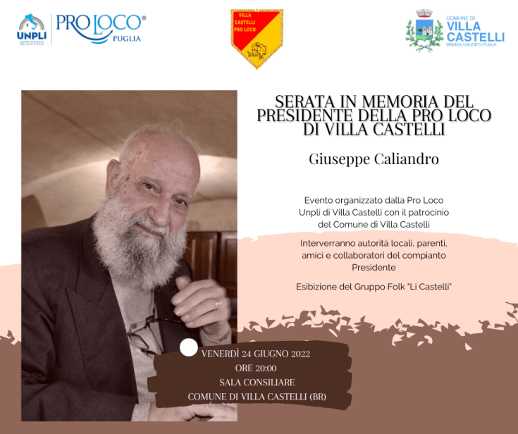 Serata in memoria del compianto Presidente della Pro Loco di Villa Castelli Giuseppe&nbsp;Caliandro