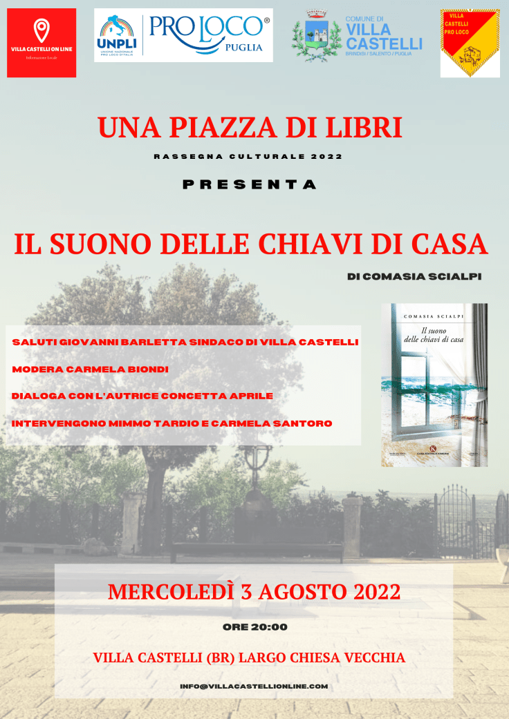 “Una piazza di Libri” al suo secondo appuntamento con “Il suono delle chiavi di casa” di Comasia&nbsp;Scialpi