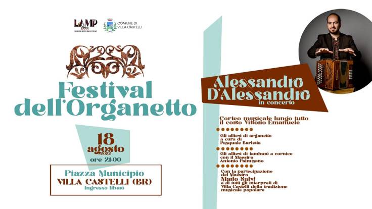 Torna a Villa Castelli il Festival dell’Organetto