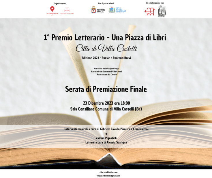 Serata di Premiazione 1° Premio Letterario “Una Piazza di Libri” – Città di Villa&nbsp;Castelli