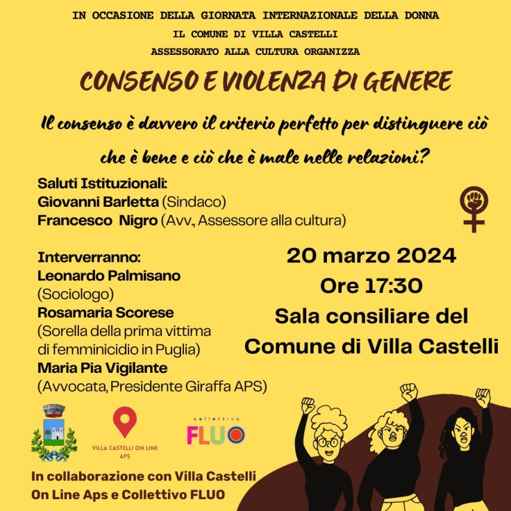 Violenza di genere – Un convegno sul “Consenso” a Villa&nbsp;Castelli